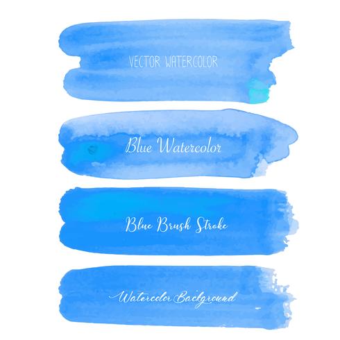 Blaues Bürstenanschlagaquarell auf weißem Hintergrund. Vektor-illustration vektor