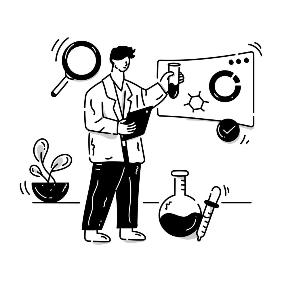 en glyfillustration av medicinskt labb, redigerbar design vektor