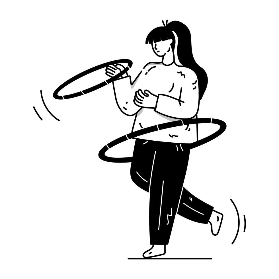 person som gör aerobics, handritad illustration vektor