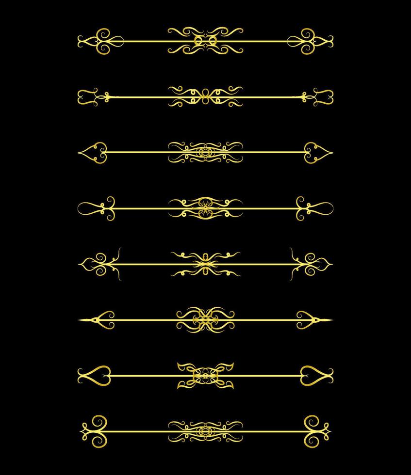 guld gränser element set samling, prydnad vektor