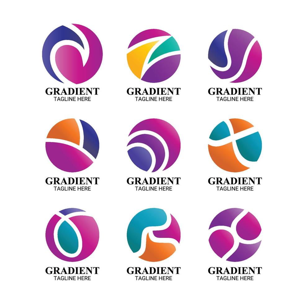 abstrakt gradient rund form logotyp element samling vektor