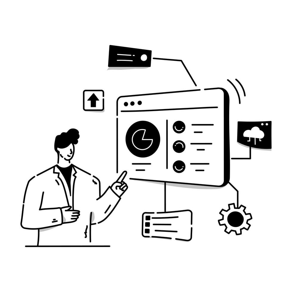 Eine gut gestaltete, handgezeichnete Illustration des IT-Analysten vektor