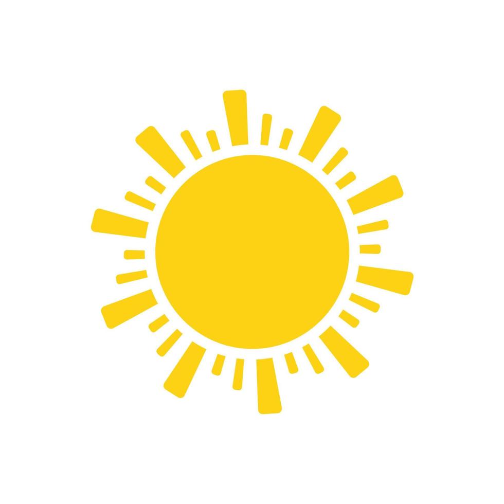 vektor tecknad gul solen skiner ljusstrålar för att värma sommaren.