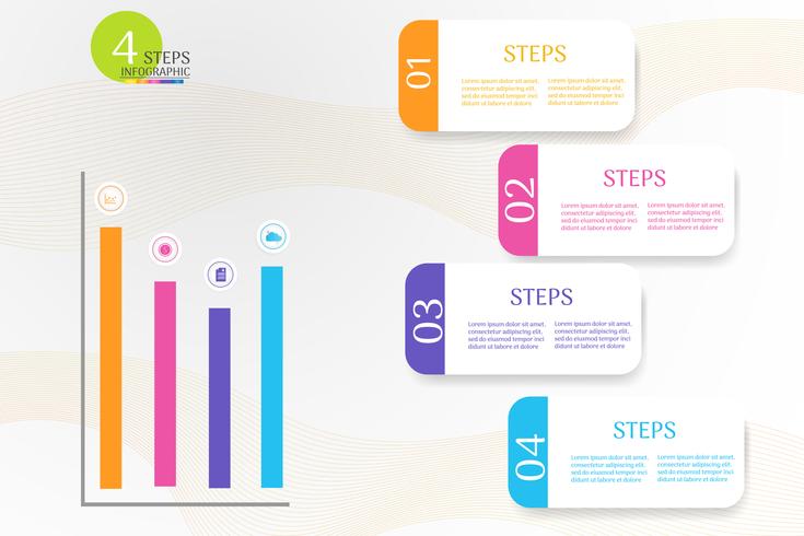 Design Business mall 4 steg infografiskt diagramelement med platsdatum för presentationer, Vector EPS10.