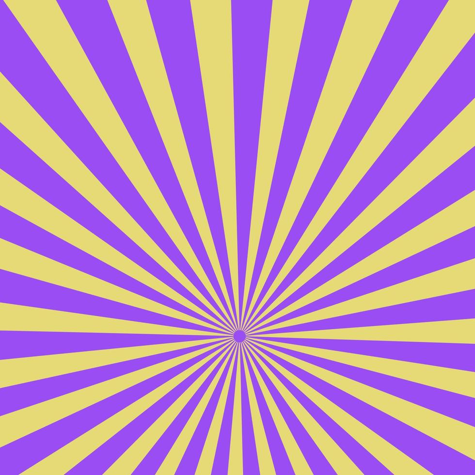 lila gelber sonnenstrahl retro-strahlen hintergrund vektor