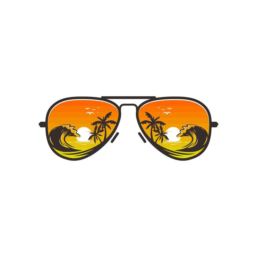 strandglasögon-logotypdesign med strandutsikt vektor
