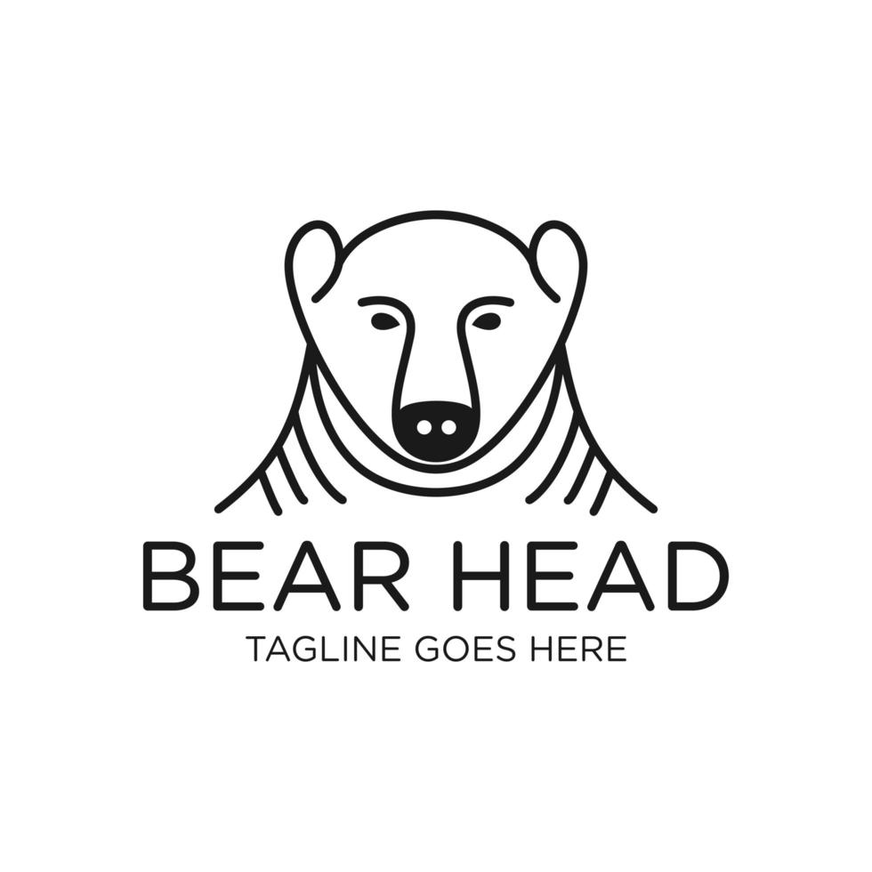 huvud björn kontur logotyp vektor