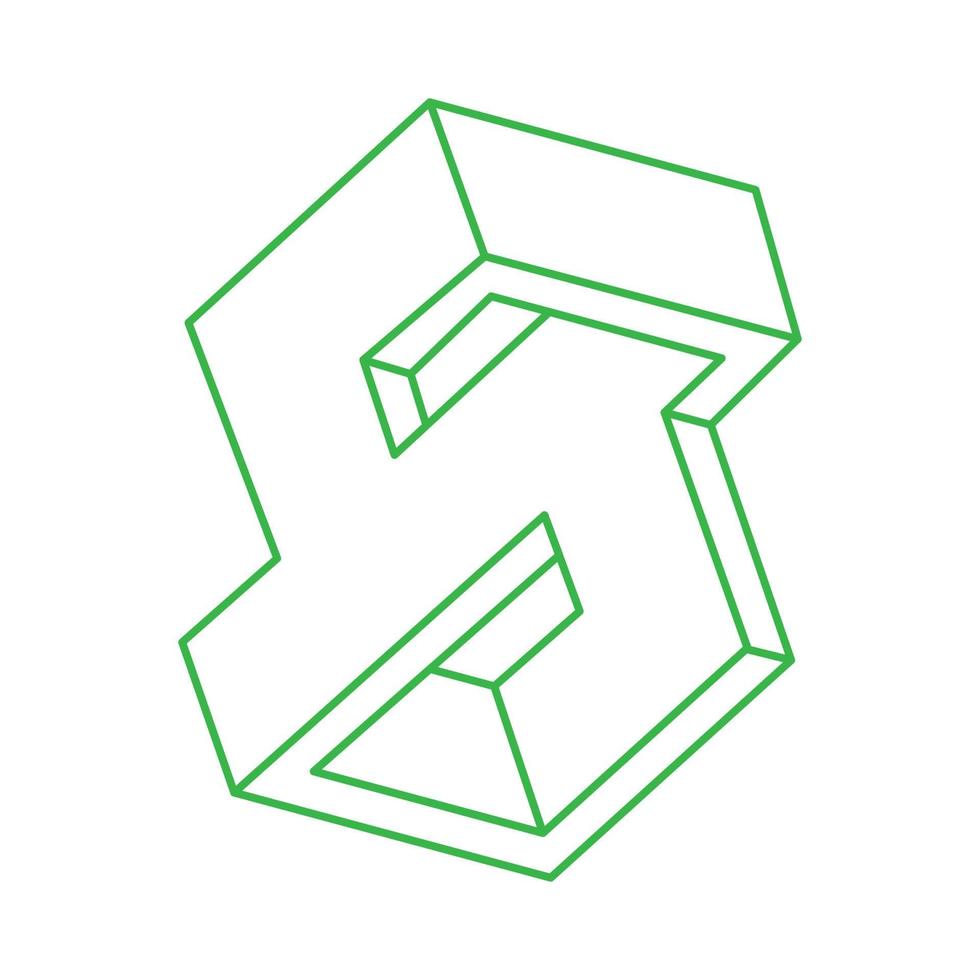 omöjliga former. logotyp. helig geometri. optisk illusion figur. abstrakta eviga geometriska objekt. omöjlig ändlös kontur. op art. omöjlig geometri grön form på en vit bakgrund. vektor