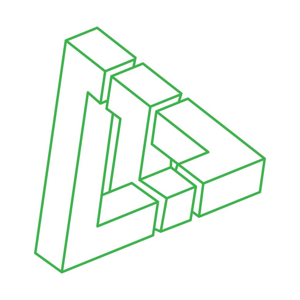 Logo. unmögliche Formen, Dreieck der optischen Täuschung, Vektor. Optische Kunstobjekte. geometrische Figuren. Strichzeichnungen. vektor