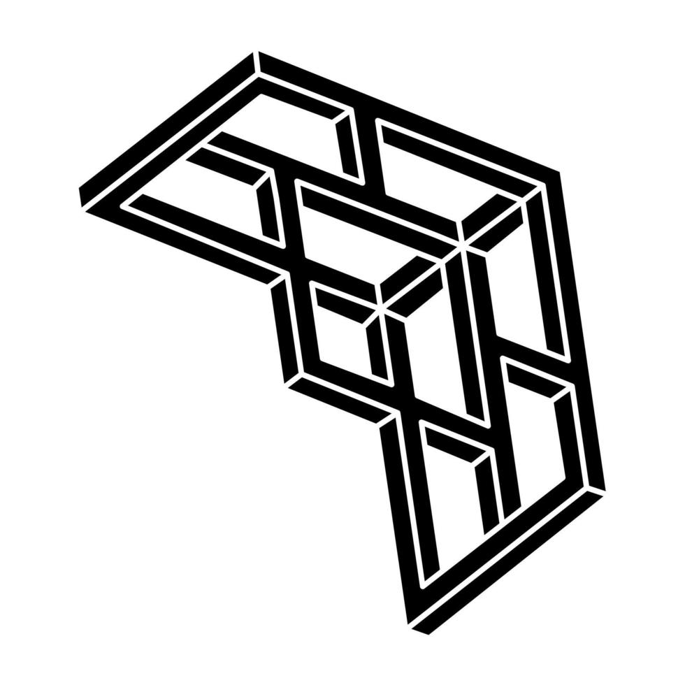 Logo-Design mit unmöglicher Form, Objekt der optischen Täuschung. optische Kunst. Heilige Geometriefigur. vektor