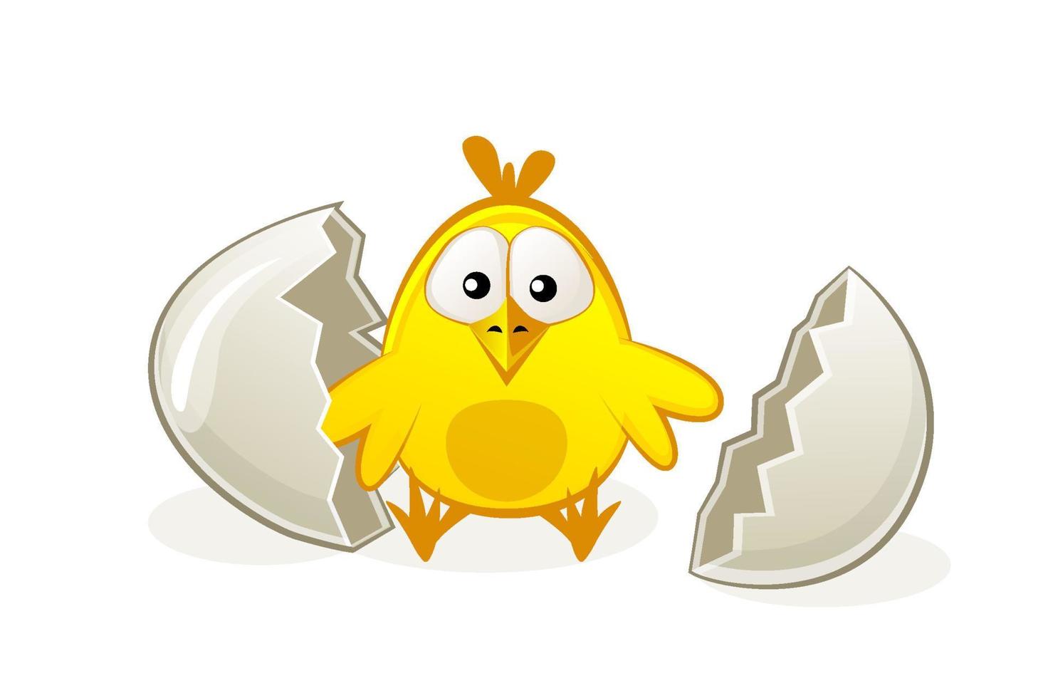 süß von neugeborenen Hühnern im Ei. zerbrochenes Ei. vektorflache illustration für kinder. vektor