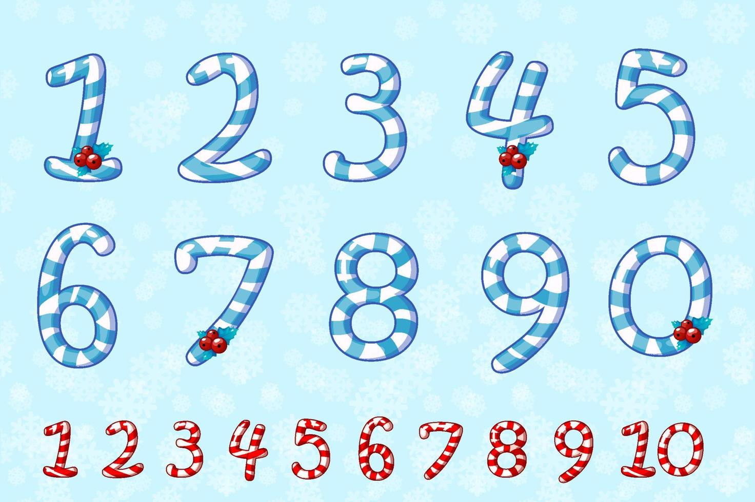 Bonbonnummern in Blau gesetzt. süße Lollipop-Figur. Nummern für Event, Promo, Logo, Banner, Monogramm und Poster. jede Zahl auf separaten Ebenen. vektor