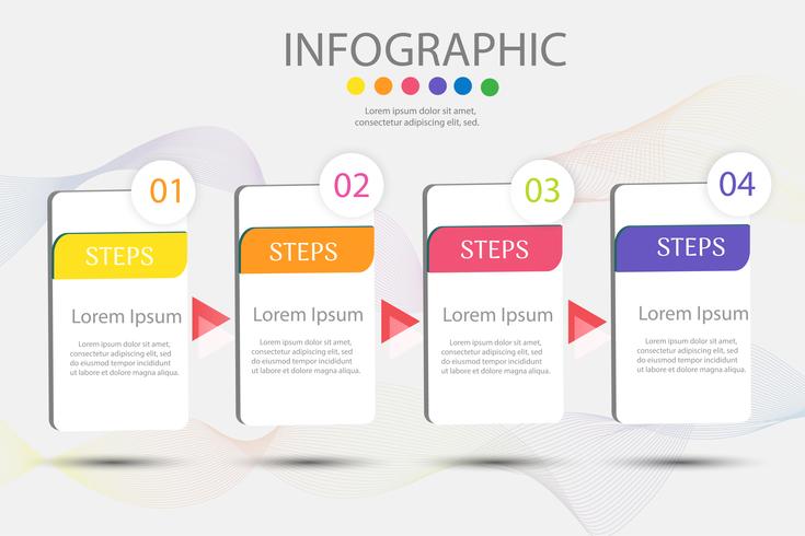 Design Business mall 4 steg infografiskt diagramelement med platsdatum för presentationer, Vector EPS10.