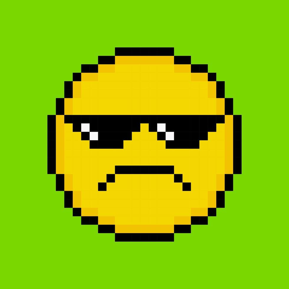 gelbes Emoticon im Pixel-Art-Stil vektor