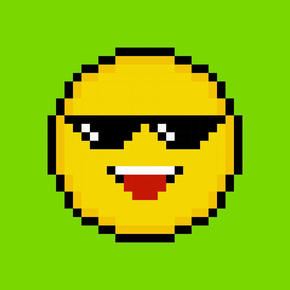 gelbes Emoticon im Pixel-Art-Stil vektor