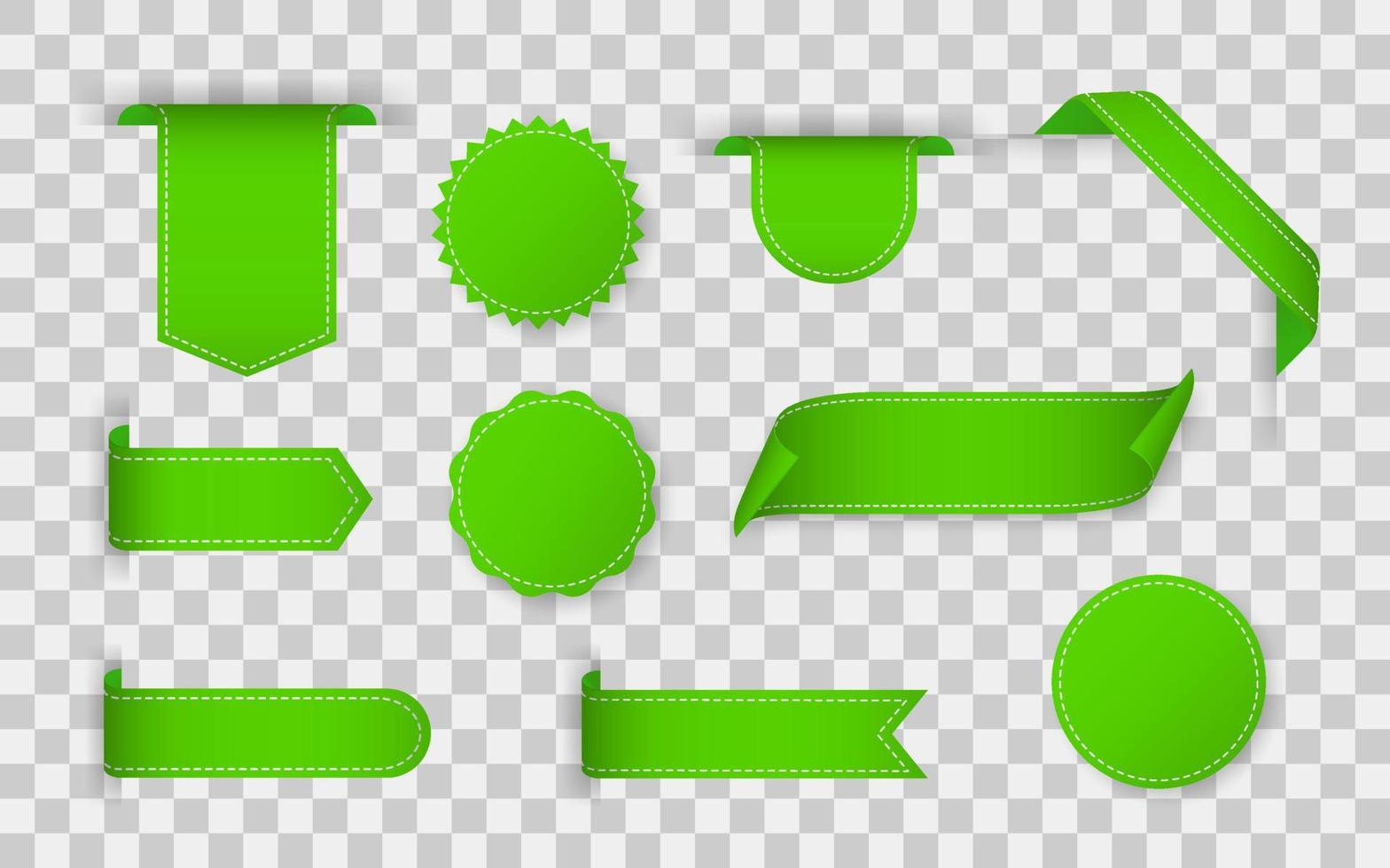 samlingar av gröna band taggar märken och etiketter isolerade på vitt vektor