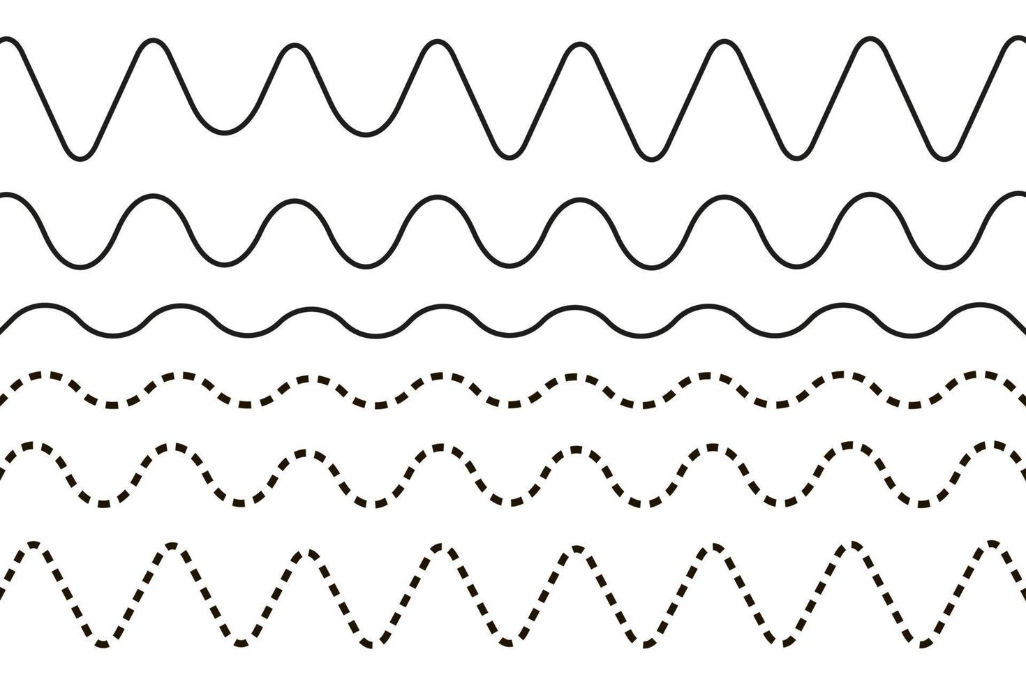 Linie Welle Strich Zickzack. Vektor isoliert auf weißem Hintergrund