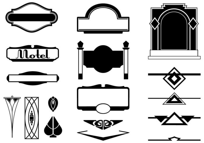 Art Deco Zeichen Vektoren und Ornament Vector Pack