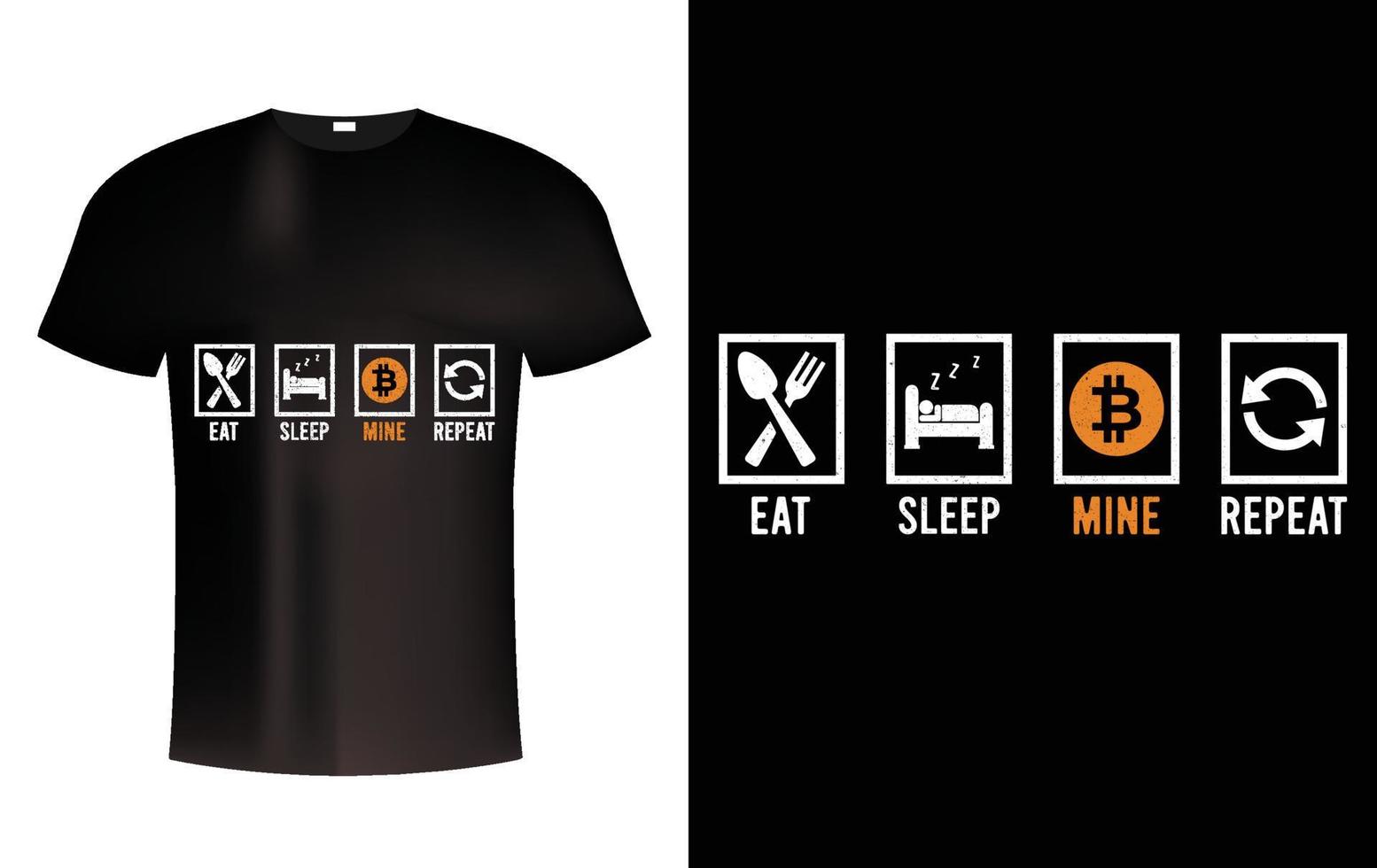 bitcoin essen schlaf wiederholen t-shirt design vektor