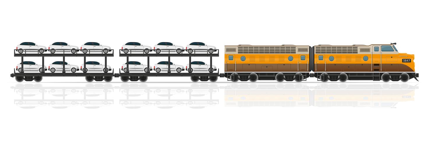 järnväg tåg med lokomotiv och vagnar vektor illustration