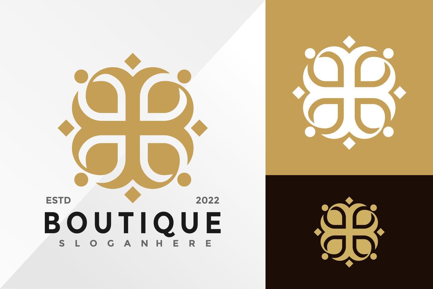 Luxus-Boutique-Ornament-Logo-Design-Vektor-Illustrationsvorlage vektor