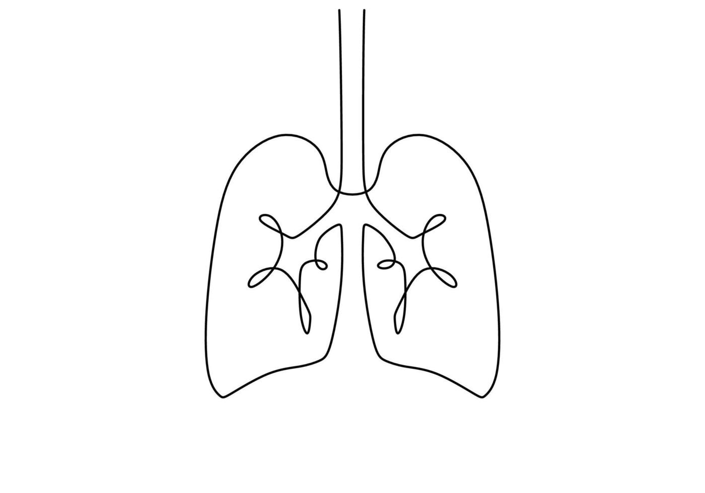 kontinuierliche eine einzelne Linie der Lungenanatomie vektor
