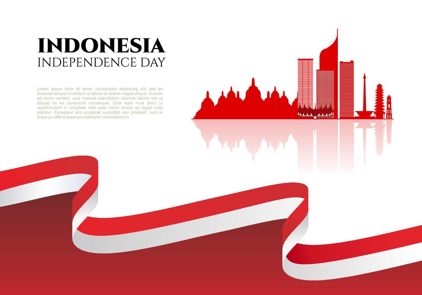 Indonesiens självständighetsdag för nationellt firande den 17 augusti. vektor