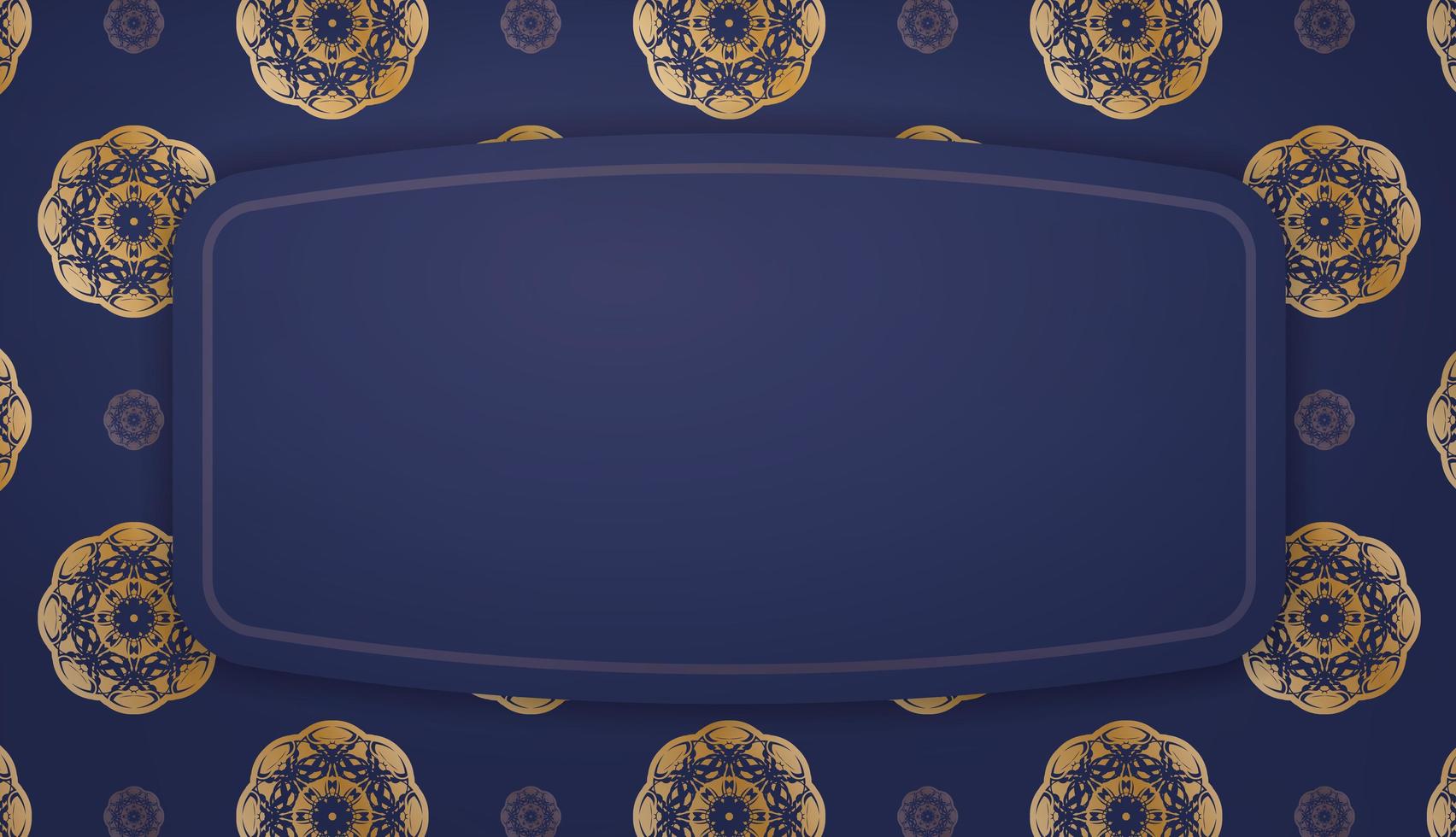 Dunkelblaues Banner mit griechischem Goldmuster und Platz für Logo oder Text vektor