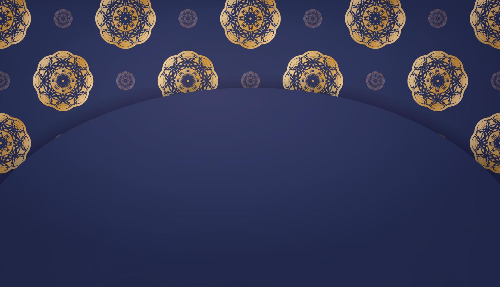 mörkblå banderoll med indiska guldprydnader och en plats under logotypen vektor