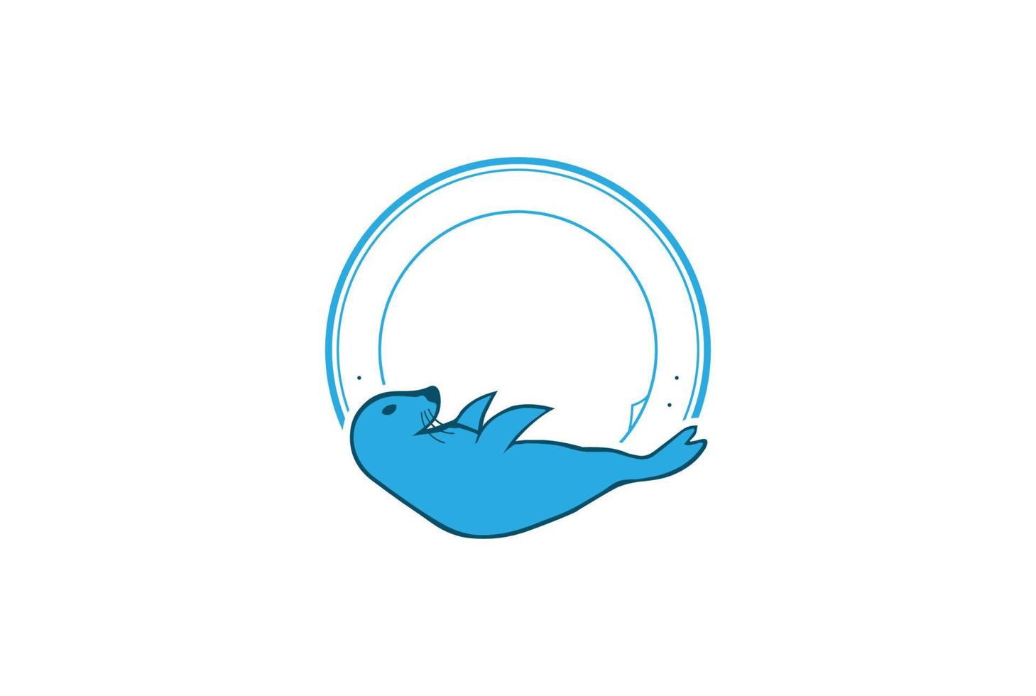 söta blå valrosssälar badge emblem etikett för zoo bevarande logotyp design vektor