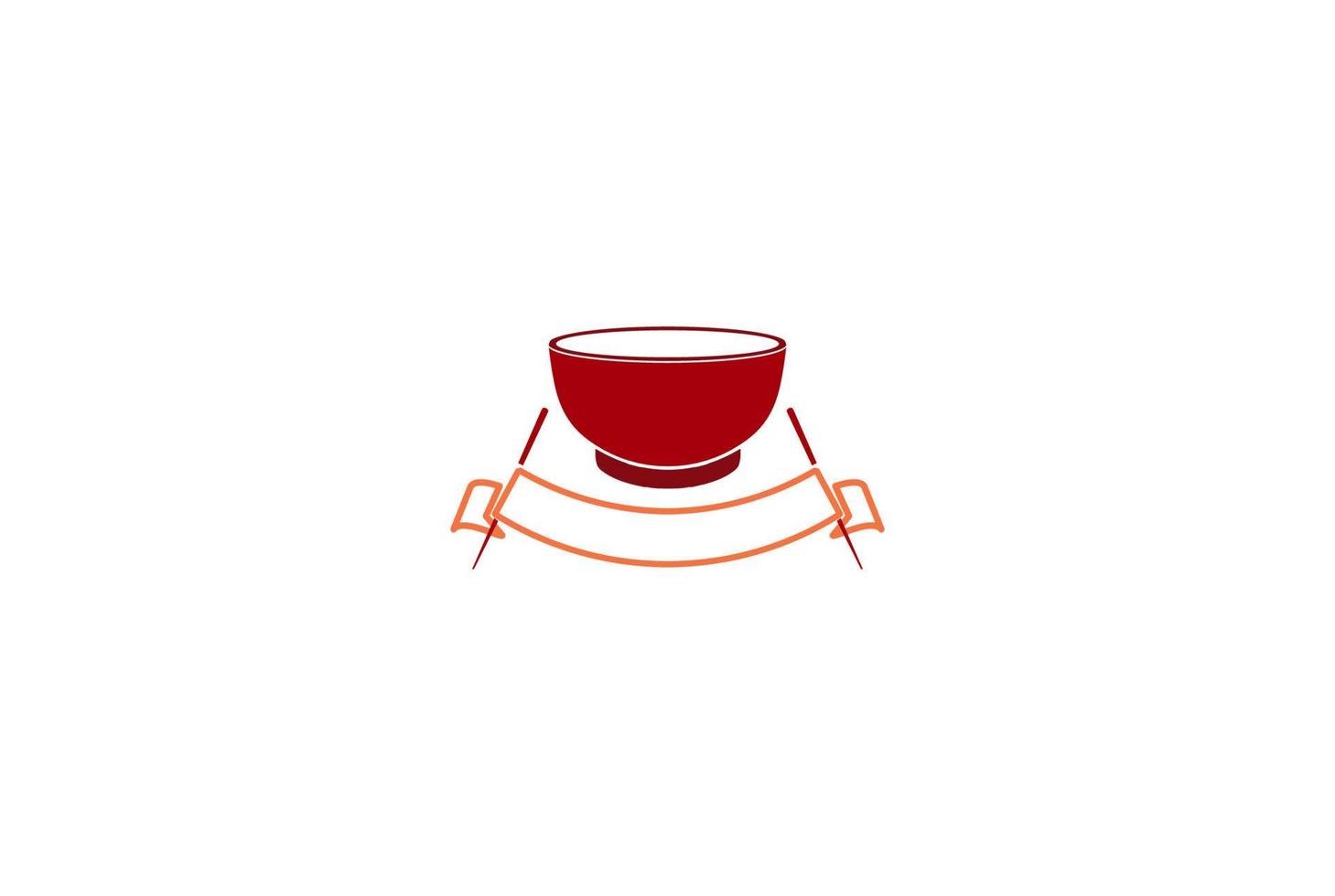 röd skål och ätpinne för nudel asiatisk japansk kinesisk koreansk orientalisk mat restaurang logotyp design vektor