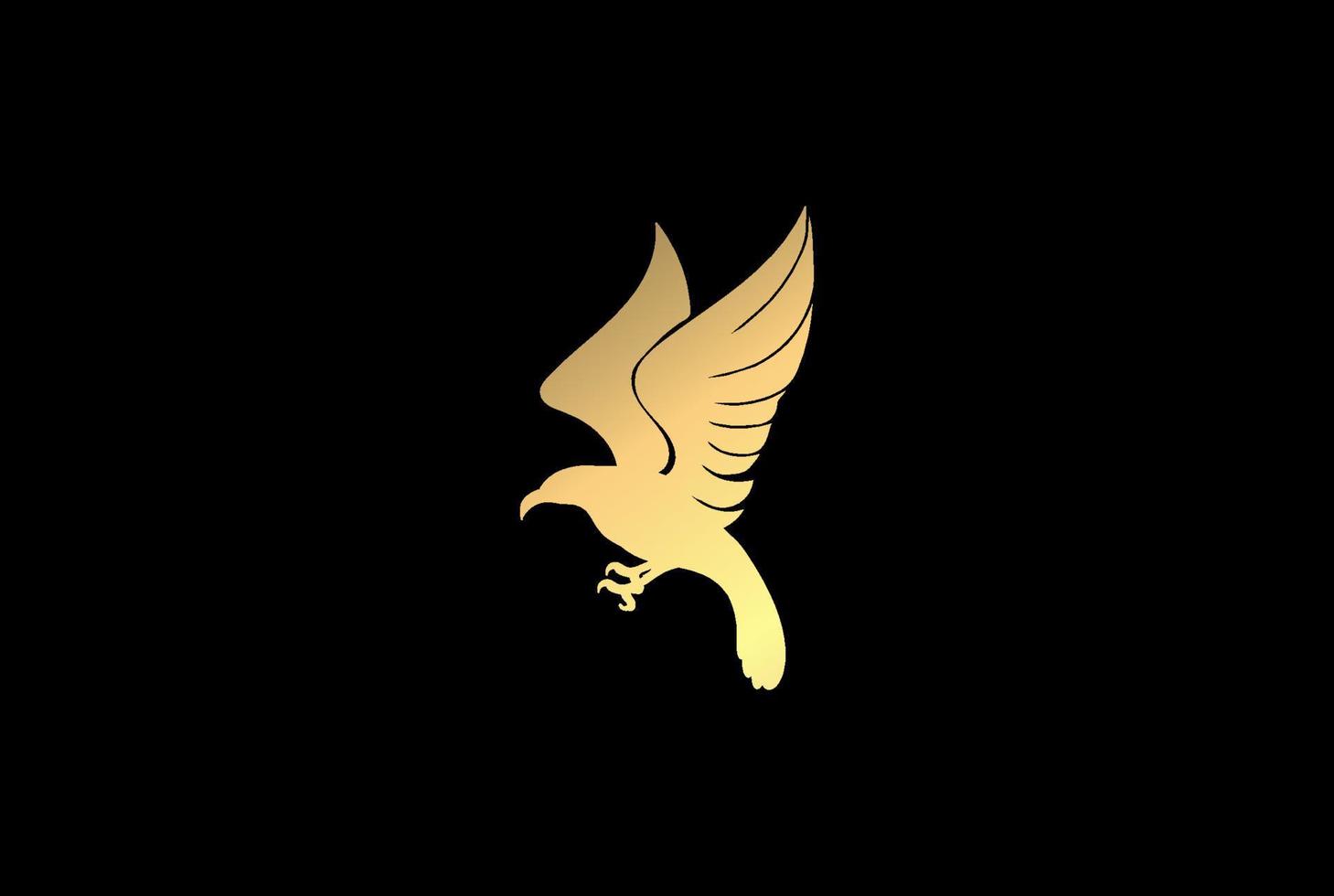 elegant lyx gyllene flygande eagle hawk falk fågel logotyp design vektor