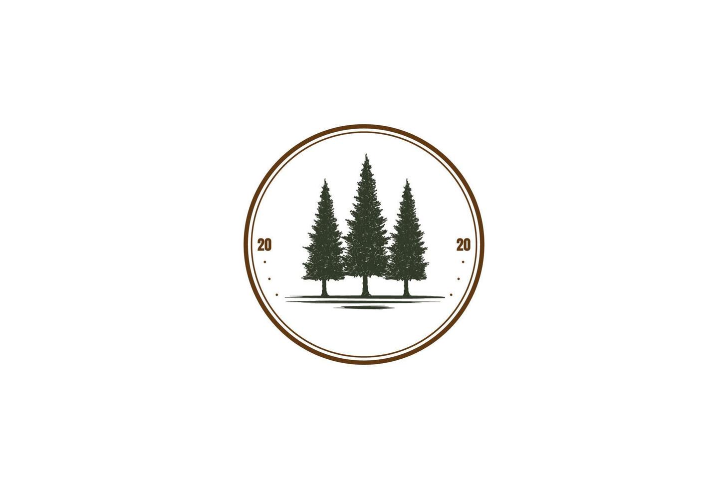 rustik tall vintergrön ceder cypress lärk barrträd barrgranar skog märke emblem logotyp design vektor