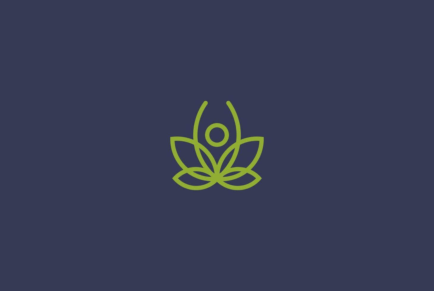 enkel minimalistisk mänsklig yoga med lotus eller cannabis marijuana blad logotyp design vektor