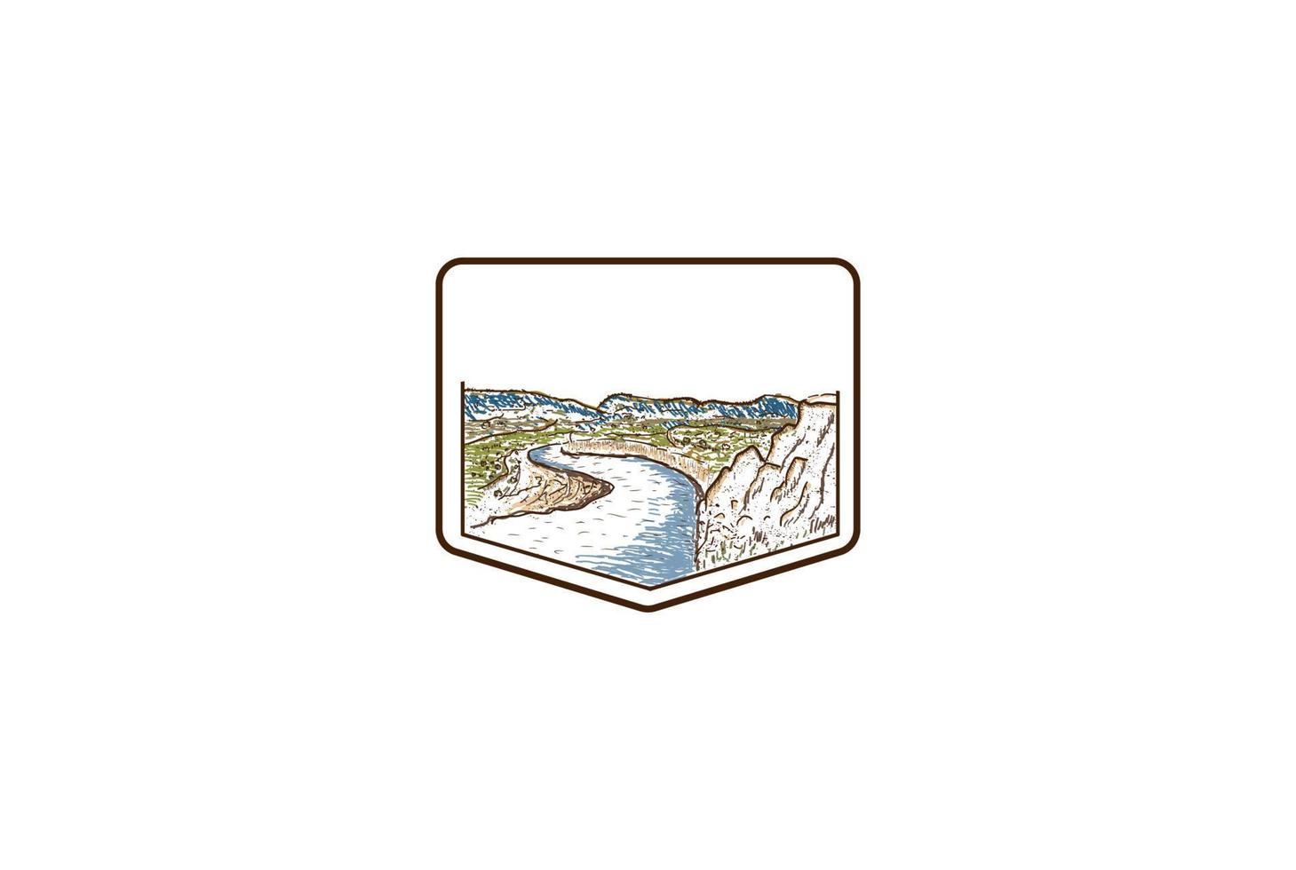 retro vintage texas floden landskap visa logotyp design vektor
