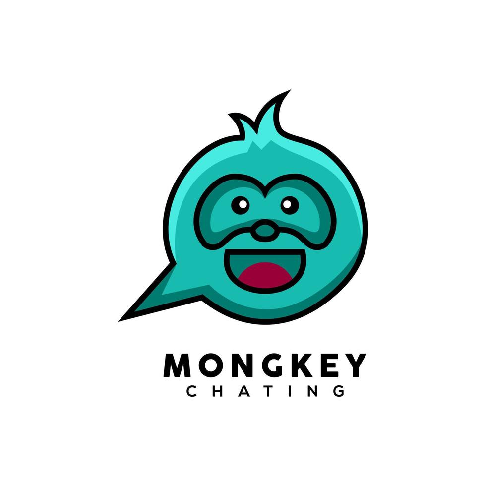 Monkey Chat niedliche Logo-Design-Vorlage vektor