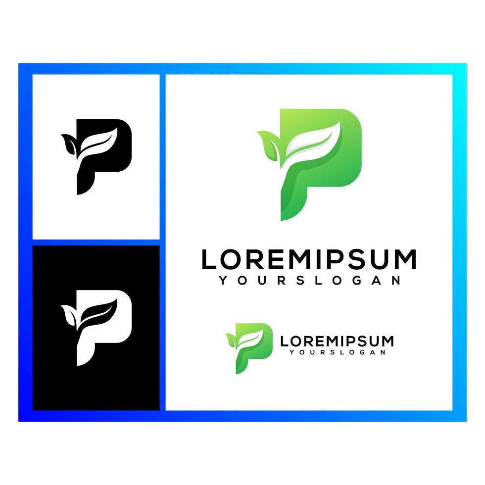 kreativa bokstaven p lämnar logotyp design vektor