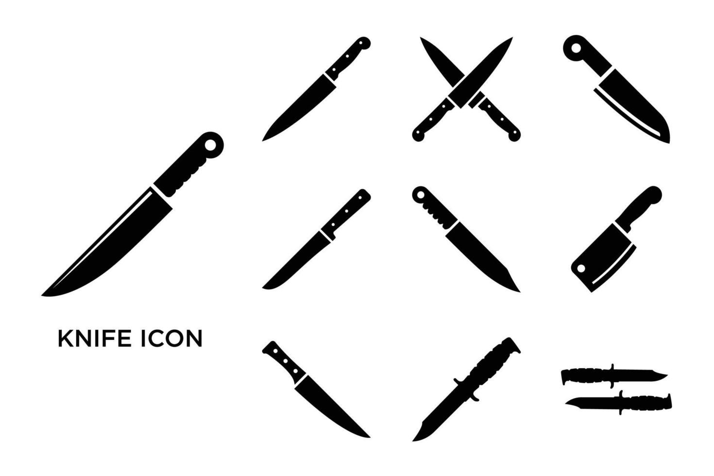 kniv ikonuppsättning vektor formgivningsmall i vit bakgrund