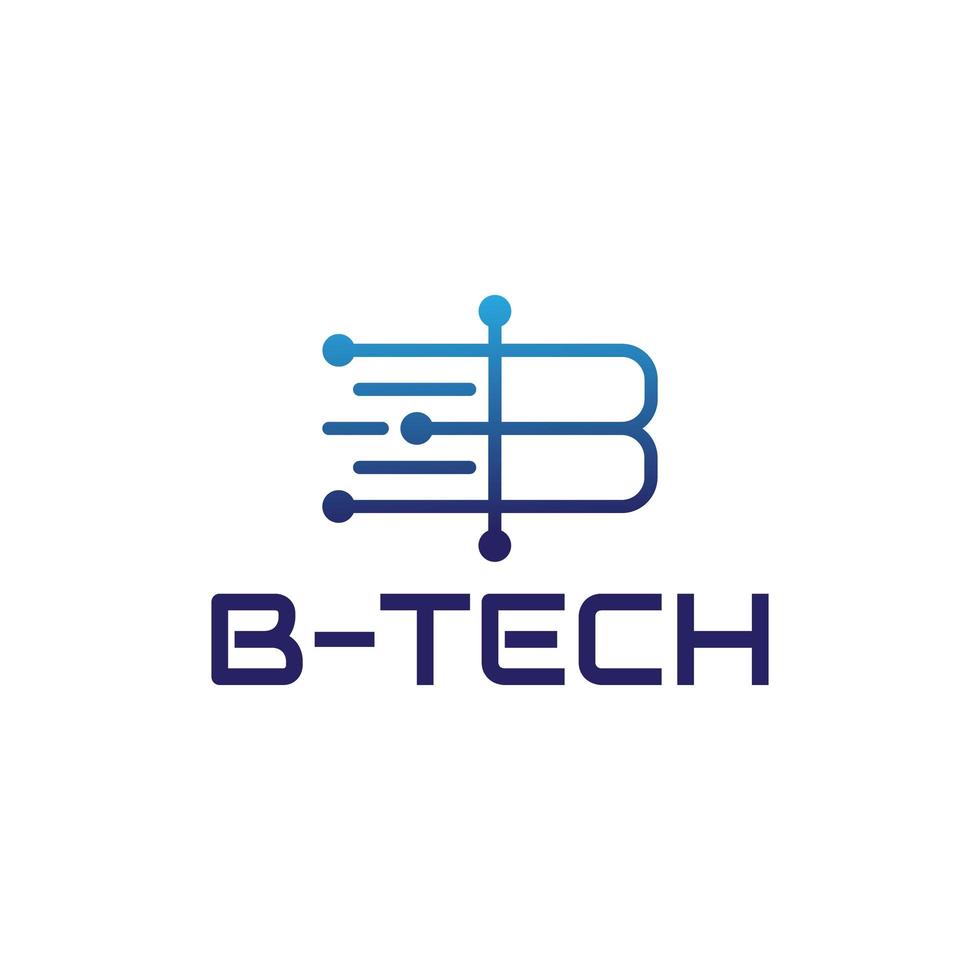 bokstav b teknisk logotypdesign vektor