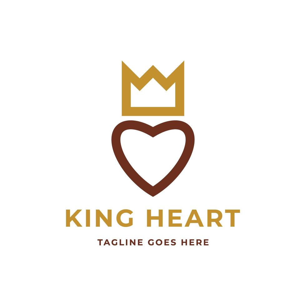 the king heart logo design vektor