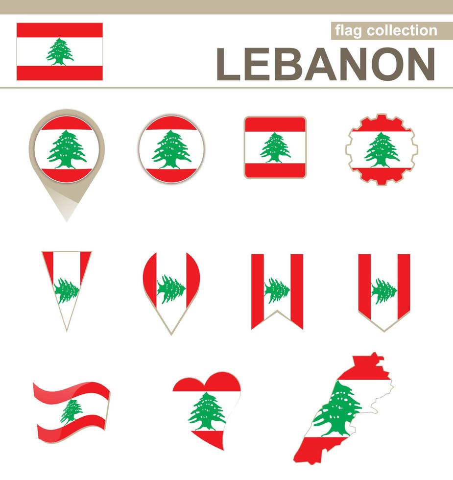 Libanon-Flaggensammlung vektor