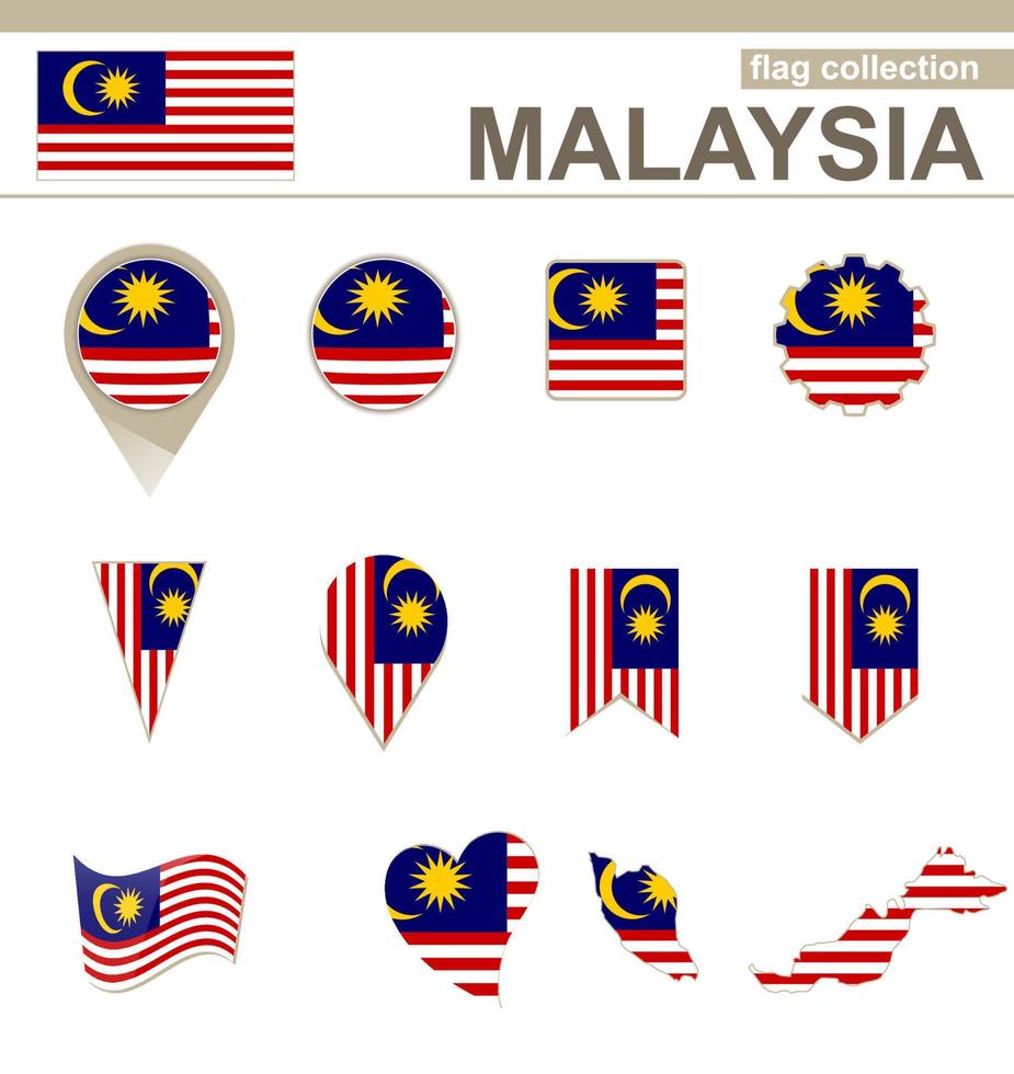 malaysia flagga samling vektor