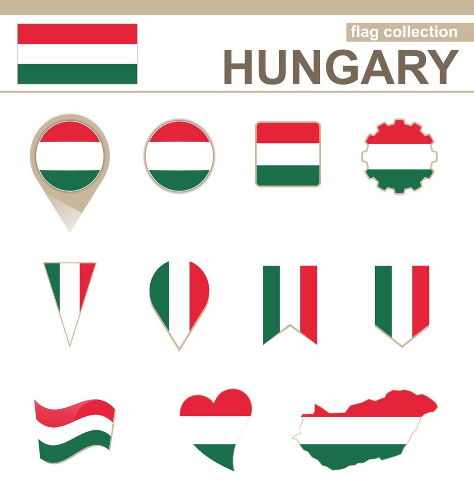 Sammlung ungarischer Flaggen vektor