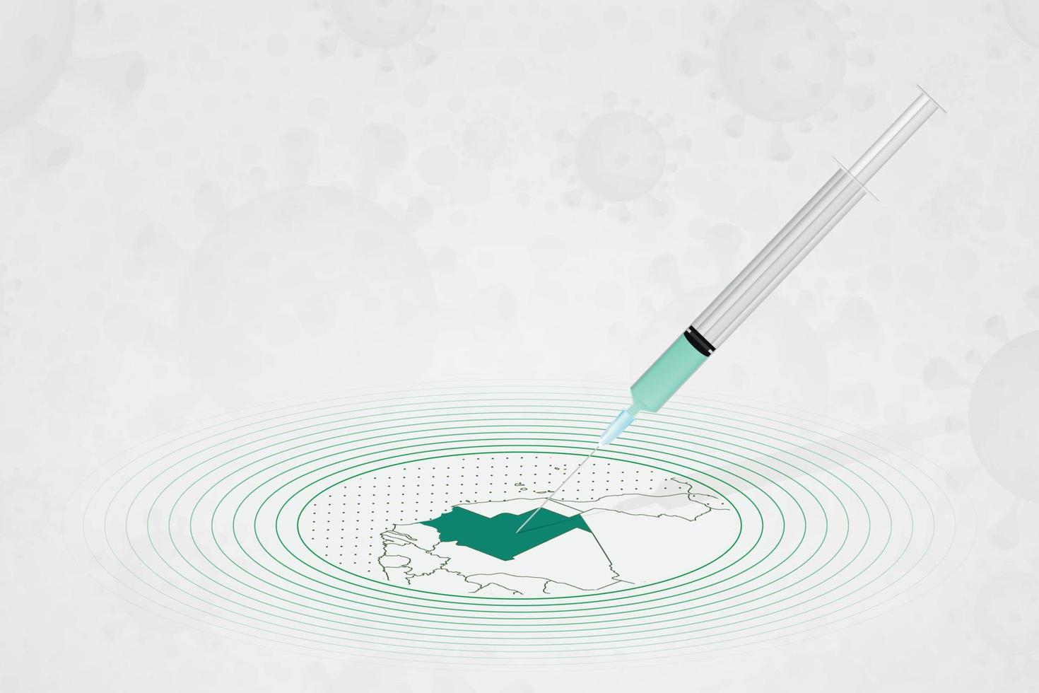 Mauretanien-Impfkonzept, Impfinjektion in Karte von Mauretanien. impfstoff und impfung gegen coronavirus, covid-19. vektor