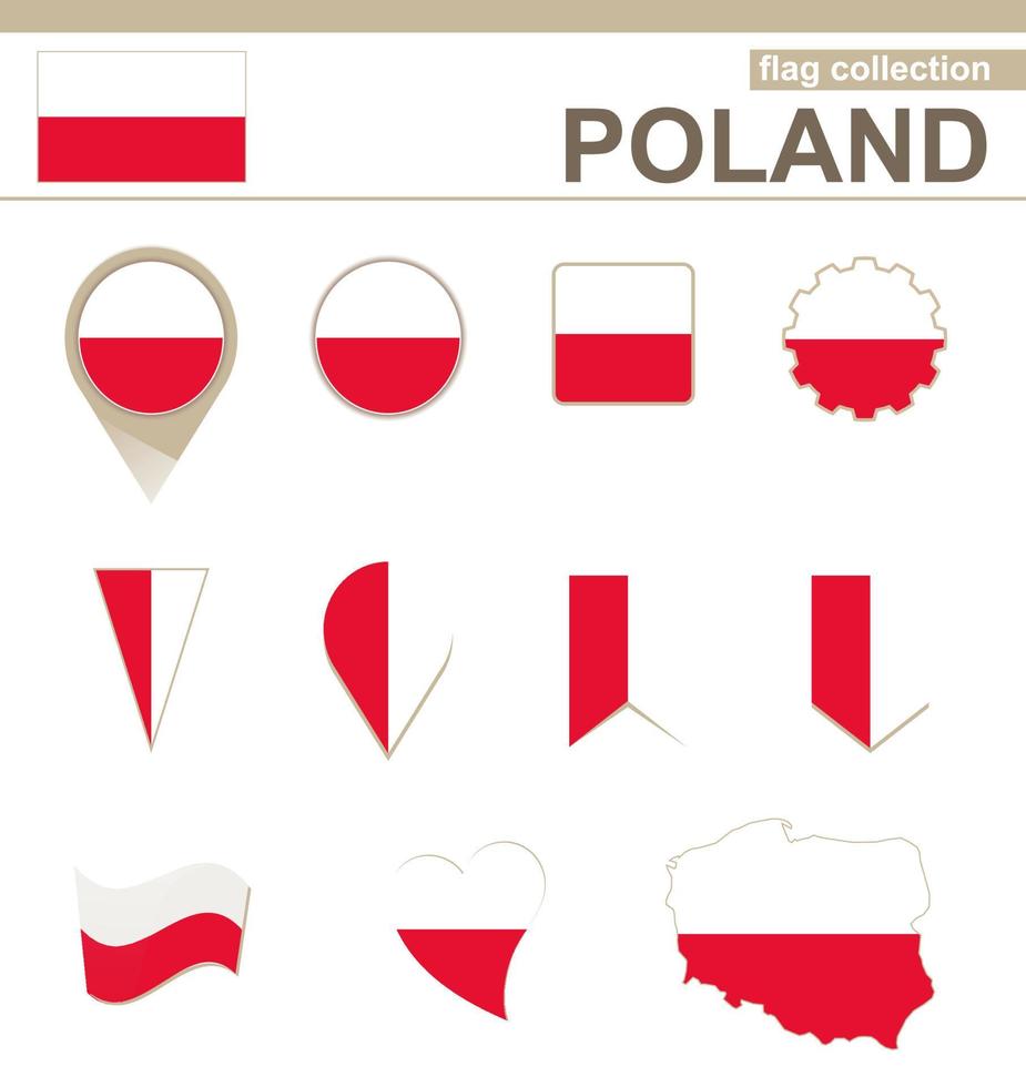 samling av polska flaggor vektor
