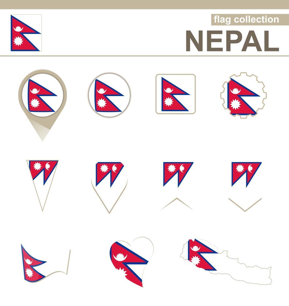 nepals flagga samling vektor