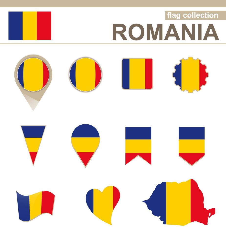Sammlung rumänischer Flaggen vektor