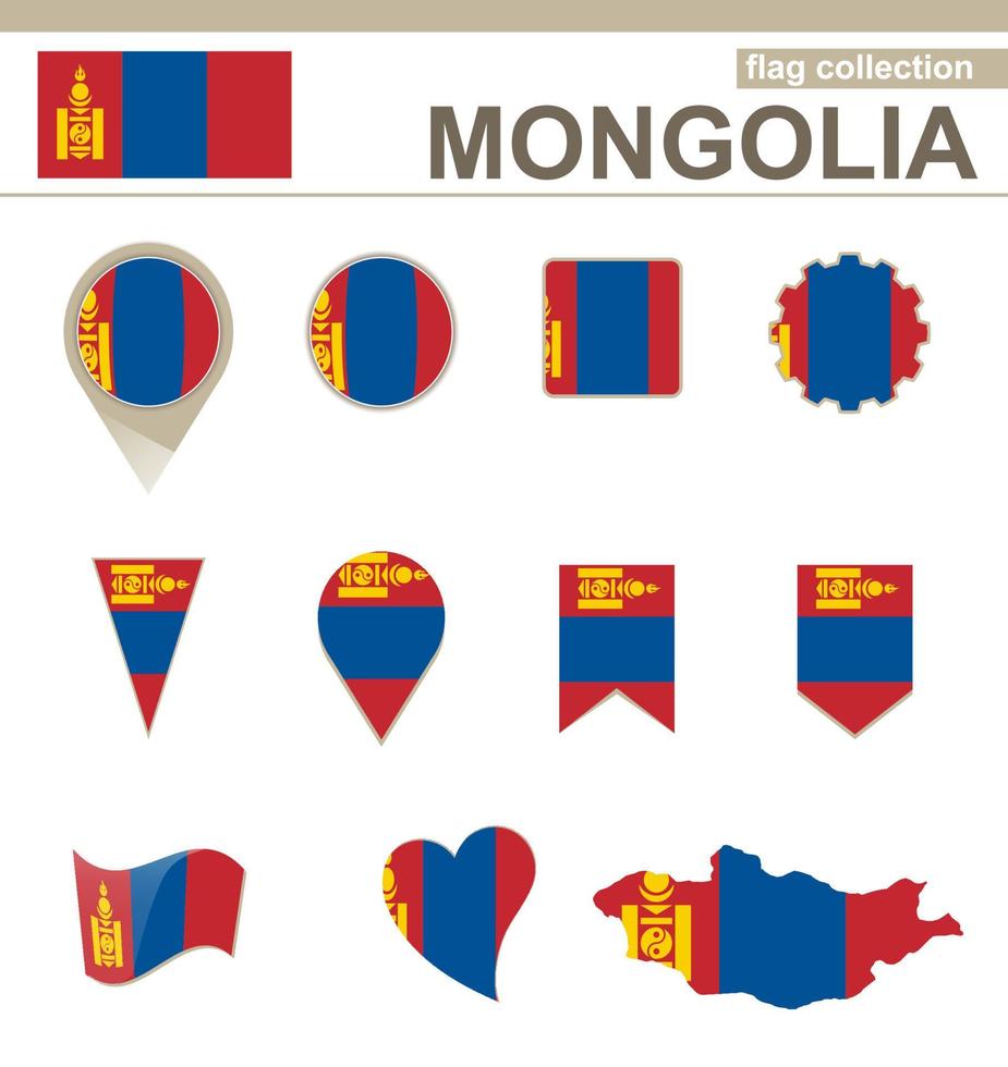 samling av mongoliska flaggor vektor