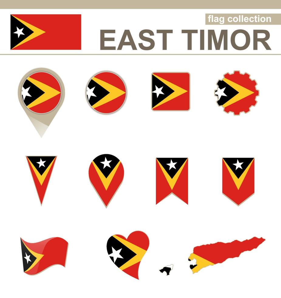 Östra Timor flaggsamling vektor