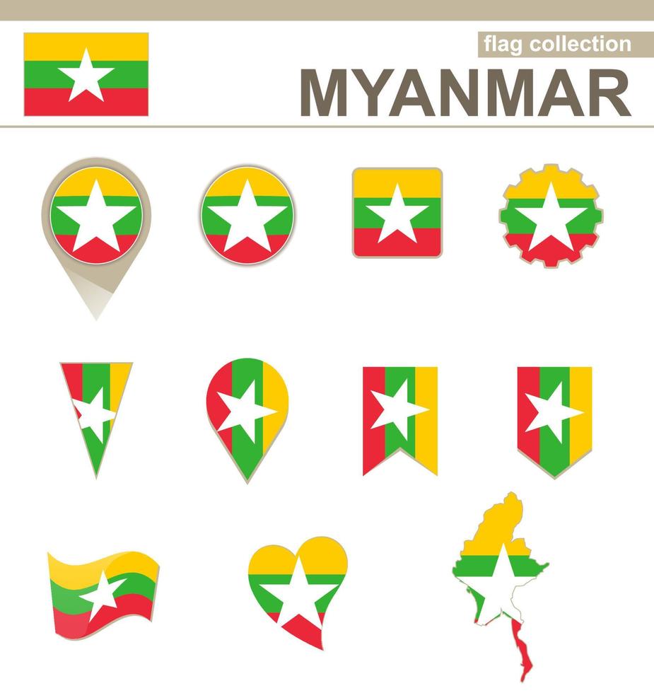 Myanmar flaggsamling vektor